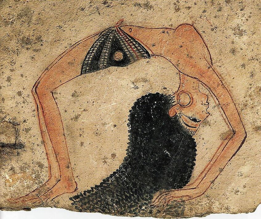 Wandmalerei einer ägyptischen Tänzerin.